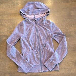 Ivivva by Lululemon Zip up hooded jacket pink purple thumb holes girls size 12